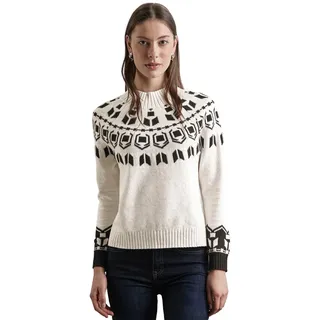 STREET ONE Damen A302835 EOS_Placed Jacquard Sweater, Cream White Melange, 42 EU