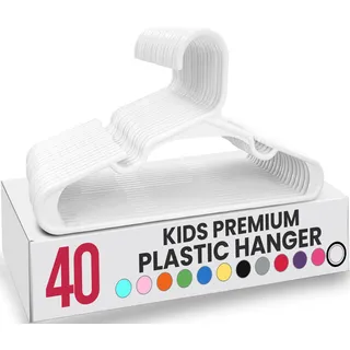 Utopia Home Packung mit 40 Kinderkleiderbügeln - 11,5“ Baby- und Kinderkleiderbügel aus Kunststoff für den Kleiderschrank, Für den täglichen Gebrauch, weiß