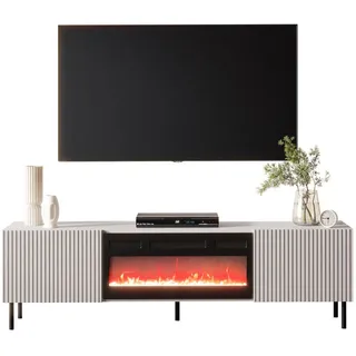 Mirjan24 Tv-Element Aruba 2D 181 mit Kamin , Naturfarben , Holzwerkstoff , Rechteckig,Rechteckig , 181x53x42 cm , Wohnzimmer, TV Möbel, Lowboards, Lowboards stehend