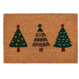 ASTRA Fußmatte "Kokosvelours Tannenbäume 40x60" rechteckig 1,4 mm Höhe Kokos, Natürliches Material, Tannenbaum, Weihnachten, beige