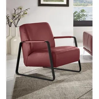 Cocktailsessel W.SCHILLIG "quadroo Loungesessel", rot (ruby rot z73), B:65cm H:82cm T:82cm, Velourgewebe V41 (100% Polyester);Longlife Xtra-Leder Z59 - Glattleder;Longlife Xtra-Leder Z73 - Glattleder;Stoff S37 (100% Polyester): Luxus-Microfaser in Lederoptik, Sessel, Cocktailsessel, mit bezogenen Armlehnen, Gestell in Schwarz pulverbeschichtet