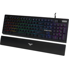 Bild von Long Claw Alpha Gaming tastatur mit Geflochtenem Kabel - Beleuchtete Membrane Tastatur mit Lautstärkeregler und Magnetischer Handballenauflage -Multimedia-Tasten