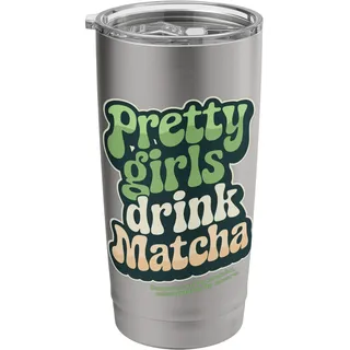 "Pretty Girls Drink Matcha", Retro 60er 70er Grüner Tea Doppelwandiger Edelstahl-Thermobecher
