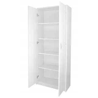 Schrank Mehrzweckschrank weiß 74cm Breite 180cm Höhe mit vier Einlegeböden, Aktenschrank Haushaltsschrank Organizer aus MDF Holz - Weiß