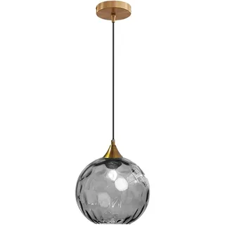 Tropibed Bunt Glaskugel Pendelleuchte, 20cm Wasser-Muster Glas Lampenschirm, Lampenfassung E27 Glas Hängeleuchte Für Küche Schlafzimmer Wohnzimmer Kronleuchter (Grau)