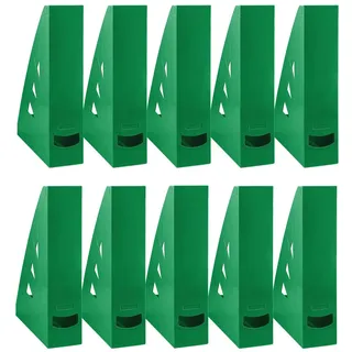 OFFICER PRODUCTS Stehsammler Modernes Design/ 10 Stück / A4 - Farbe: Grün/Hart-Kunststoff/Durchbrochen/Schreibtisch-Organizer für Zeitschriften/Bruchsicher, 21215521-02
