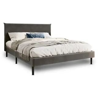 home collective Bett mit Lattenrost, Polsterbett, 160x200 cm, Grau, Cordbezug - Grau
