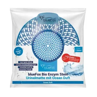 blueFox Urinalsieb mit Enzymstein 2in1, Urinalmatte mit Spritzschutz und Urinsteinbekämpfung, Duft: Ocean