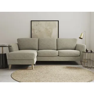 Ecksofa OTTO HOME "MARSEILLE (242/152cm),L-Form, Rec. rechts/links", beige, B:242cm H:88cm T:152cm, 68% Polypropylene, 32% Polyester, Sofas, Ecksofa, Massivholzbeine Eiche, Landhausstil, Wellenunterfederung