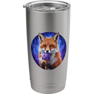 SÜSSER FUCHS SCHLECKT BLAUBEER EIS Doppelwandiger Edelstahl-Thermobecher