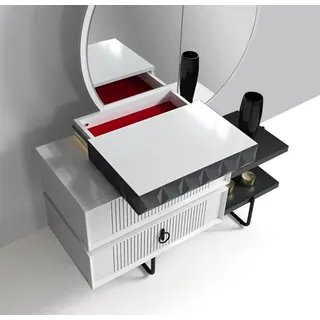 Design Kommode Anrichte Schrank Kommoden Sideboard 2tlg. Spiegel Möbel - Weiß