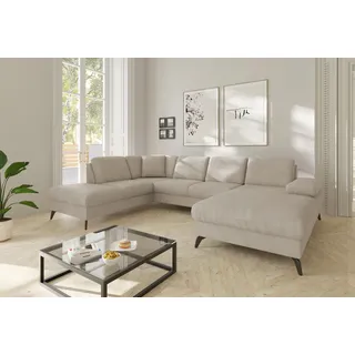 sit&more Wohnlandschaft »Morris Jubi U-Form, B: 300 cm« mit Armteilfunktion & 1 Zierkissen, optional Bettfunktion, beige