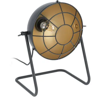 EGLO Tischlampe Treburley, 1 flammige Tischleuchte Industrial, Vintage | Retro, Nachttischlampe aus Stahl, Wohnzimmerlampe in Schwarz, Gold, Lampe mit Schalter, E27 Fassung