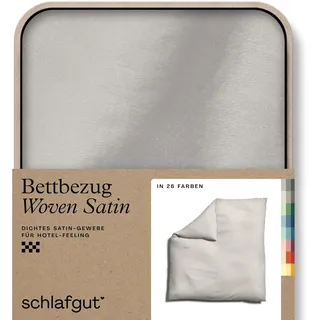 schlafgut Woven Satin Bettwäsche 200x200cm Bettdecke Bezug einzeln, Sand Light Uni in Hotelqualität mit 100% Baumwolle