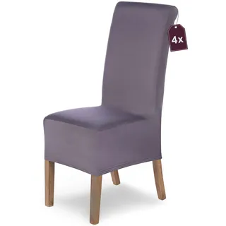 Scheffler Home Stuhlhussen Lena Nordic Grey 4er Set – Elastische & langlebige Stuhlbezüge für Schwingstühle & Esszimmerstühle – Waschbar & robust – Öko-Tex Zertifiziert