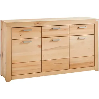 Cantus Sideboard , Buchefarben , Metall , Wildkernbuche , furniert, massiv , 3 Fächer , 3 Schubladen , 160x88x40 cm , Holzmöbel, Kommoden Holz, Sideboards Holz