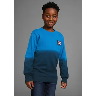 Strickpullover DELMAO "Modische Feinstrickpullover für Jungen", Jungen, Gr. 164/170, blau (marine), Strick, Obermaterial: 100% Baumwolle, mehrfarbig, Basic, Rundhals, Bündchen, Pullover Strickpullover, in tollem Farbverlauf