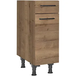Nobilia Unterschrank Schubkastenunterschrank 30 x 87 x 56 cm Eiche Dunkel