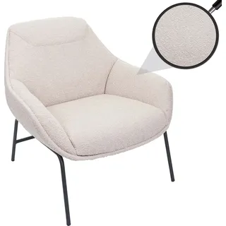 Lounge-Sessel HWC-J77, Cocktailsessel Sessel, Bouclé Stoff Metall creme-beige - Beige