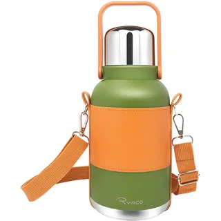 RYACO Thermoskanne 1,2l - Thermosflasche BPA Frei Hält 12-24 Stunden Heiß oder Kalt - Auslaufsicherer Deckel dient als Becher - Edelstahl Thermosflasche für Fitnessstudio Camping Outdoor Sport