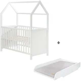 Roba Hausbett 60 x 120 cm inkl. Wickelplatte , Holzwerkstoff , Rechteckig , 60x120 cm , Babymöbel & Kindermöbel, Kinderzimmer & Jugendzimmer, Kinderbetten, Spielbetten