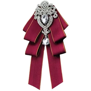 JKQBUX Schlaufen-Brosche mit Strass-Kristallen, modische Schleife, vorgebundene Krawattennadel für Herren und Damen, Halskrause, Weihnachten, Hochzeit, Party, Zeremonie, 19*8CM, Aluminium, Kristall
