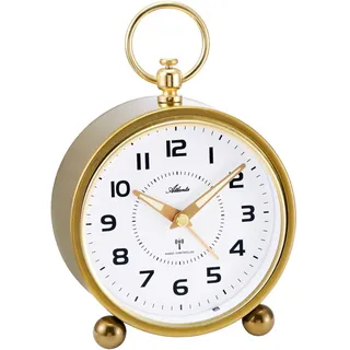 Atlanta Großer Funkwecker Retro Design Metallgehäuse Analog Licht Snooze Crescendo Zahlen - 1836/9 (Gold)