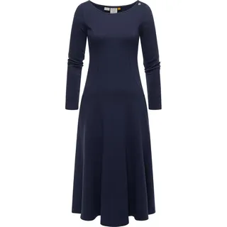 A-Linien-Kleid RAGWEAR "A-Linien-Kleid Appero Long", Damen, Gr. XS, N-Gr, blau (navy), Obermaterial: 70% Baumwolle CO. 30% Polyester PES., Kleider A-Linien-Kleid