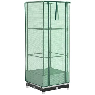 vidaXL Hochbeet mit Gewächshaus-Aufsatz Rattan-Optik 40x40x123 cm - Weiß