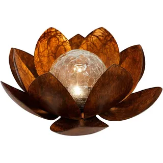 Ambia Garden Solarleuchte , Braun , Metall, Glas , Blume , 10 cm , RoHS, Bsci, Ce , Dekoration, Gartendeko