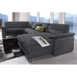 Wohnlandschaft SIT & MORE "Ascara U-Form", schwarz, B:312cm H:85cm T:204cm, NaturLeder in Sitz und Rücken, Korpus ist mit passendem Kunstleder bezogen.;Luxus-Microfaser (100% Polyester);Softlux-Kunstleder;Primabelle-Microfaser (100% Polyester), Sofas, Wohnlandschaft, inklusive Boxspring/Federkern-Polsterung, wahlweise mit Schlaffunktion