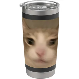 Lustige Katze Meme Humor verschwommene Foto-Grafik Doppelwandiger Edelstahl-Thermobecher