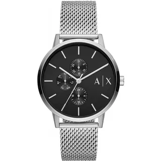 Armani Exchange Uhr für Männer, QuarzMultifunktionswerk, 42mm Silbernes Edelstahlgehäuse mit Edelstahlarmband, AX2714