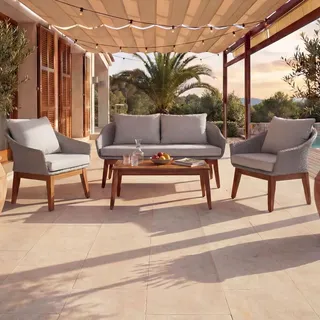 Mendler HWC-N37 Garten-Lounge-Set grau/hellgrau