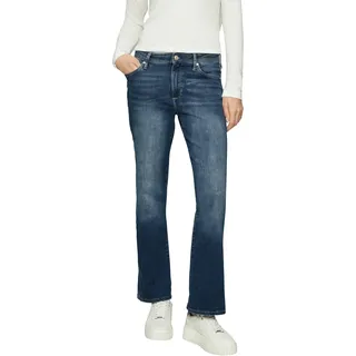 Bootcut-Jeans S.OLIVER "BEVERLY", Damen, Gr. 40, Länge 30, bunt (blau stone), Denim/Jeans, Obermaterial: 84% Baumwolle, 14% Polyester, 2% Elasthan, bootcut fit lang, Jeans Bootcut-Jeans, in Stretch-Qualität, mit Nieten an den Taschen