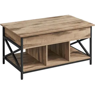 Mid.you Couchtisch , Schwarz, Eichefarben , Metall, Holzwerkstoff , rechteckig , eckig , 48-62x60x100 cm , Stauraum , Wohnzimmer, Wohnzimmertische, Couchtische, Couchtische Metall
