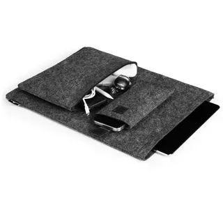 Durable Filzhülle MultiBag 16,4" Schutzhülle für Laptops, 60% recyceltes PET-Filz, mit Zubehör- und Handytasche, anthrazit, 507158