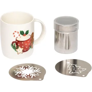 Atmosphera Createur d ́interieur Weihnachtsbecher Cappuccino-Set 350 ml , Stein , Geschirr, Tassen, Kaffeebecher