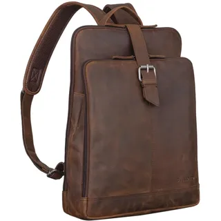STILORD 'Rena' Rucksack Leder Vintage Groß Cityrucksack Herren und Damen Tagesrucksack Laptop Rucksack 13-14 Zoll Damenrucksack/Herrenrucksack Echtleder Unisex, Farbe:zamora - braun