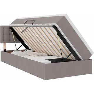 vidaXL Aufbewahrungsbett mit Matratze Taupe 100 x 200 cm Holzwerkstoff - Taupe