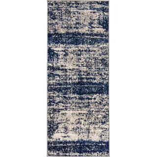 Mazovia Teppich Blau Abstrakt Vintage - Teppich für Wohnzimmer, Schlafzimmer gut für Fußbodenheizung - 80x250 cm - Himmelblau