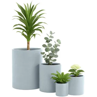 CLP Pflanzkübel 4er Set Grau , Kunststoff , 44 cm , Dekoration, Blumen & Blumentöpfe, Übertöpfe