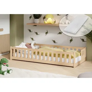 Kids Collective Jugendbett Bodenbett 90 x 200 cm Kiefer naturbelassen beige