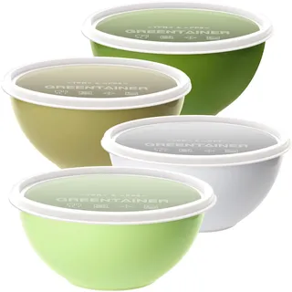 Greentainer Schüssel Set 4 x 3,35 Liter, Salatschüssel groß, Schüsseln für Chips, Süßigkeiten, Snack Schalen, Servierschüssel aus Kunststoff, Melamin-frei, Stapelbare Servierschale