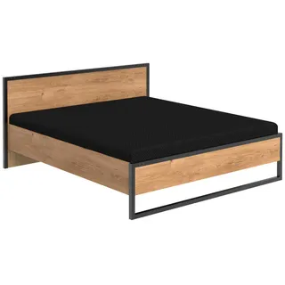 Mid.you Bett , Graphitfarben, Eichefarben , Holzwerkstoff , 180x200 cm , BQ - Bündnis für Qualität, Made in Germany, DIN EN ISO 9001 , Schlafzimmer, Betten, Einzel- & Doppelbetten