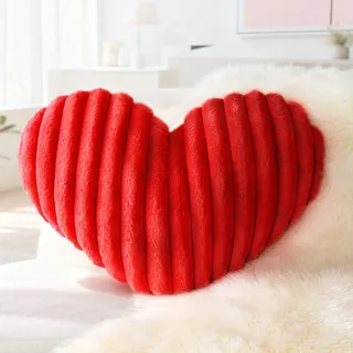 Tone Link. Herzkissen, 50,8 cm, herzförmig, Kunstfell, Liebe, niedliches Wurfkissen für Valentinstag, Hochzeit, Wohnzimmer, Schlafzimmer, Dekoration, Rot, 1 Packung