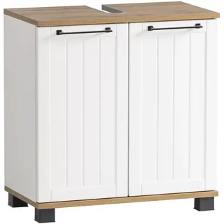 Schildmeyer Waschbeckenunterschrank Jelda 59,8 x 62,4 x 32,6 cm Weiß/Eiche