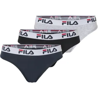 Brasilslip FILA "WOMAN BRAZILIAN SLIP", Damen, Gr. XS, blau (schwarz, navy, grau), Obermaterial: 95% Baumwolle, 5% Elasthan, körpernah, Unterhosen Brasilslip, mit elastischem Logobund