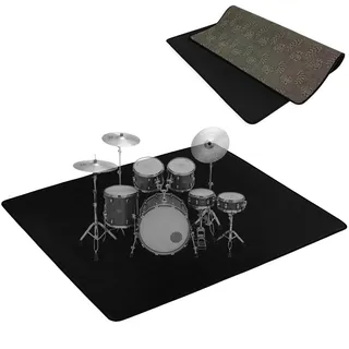 OUUTMEE 200 x 160 cm,rutschfeste Schlagzeugmatte,Schlagzeugteppich,Schwarz | Schalldämmende Unterlage, Schlagzeugzubehör für Jazz-Schlagzeug-Kits Bodenschutz ,Rutschfest, Kratzfest, Maschinenwaschbar