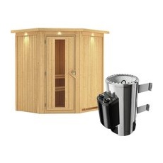 KARIBU Sauna »Tuckum«, inkl. 3.6 kW Saunaofen mit integrierter Steuerung, für 3 Personen - beige